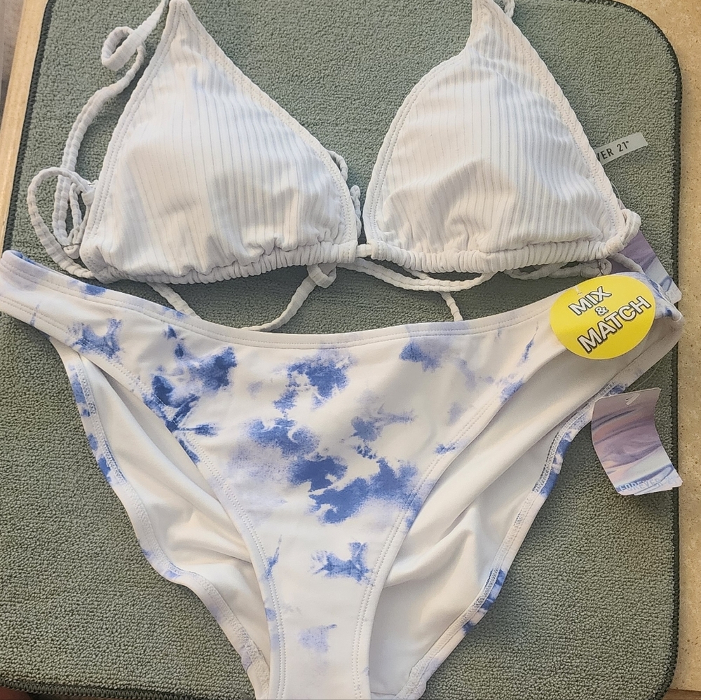 Women's (XL) White & Blue Bikini - New